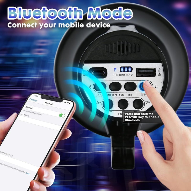 MGROLX 20 Watt Rechargeable Megaphone Bullhorn with Siren and 240s Recording, BT and USB Input, Megahone Speaker with Power Display and Portable Strap (Black) - Image 5